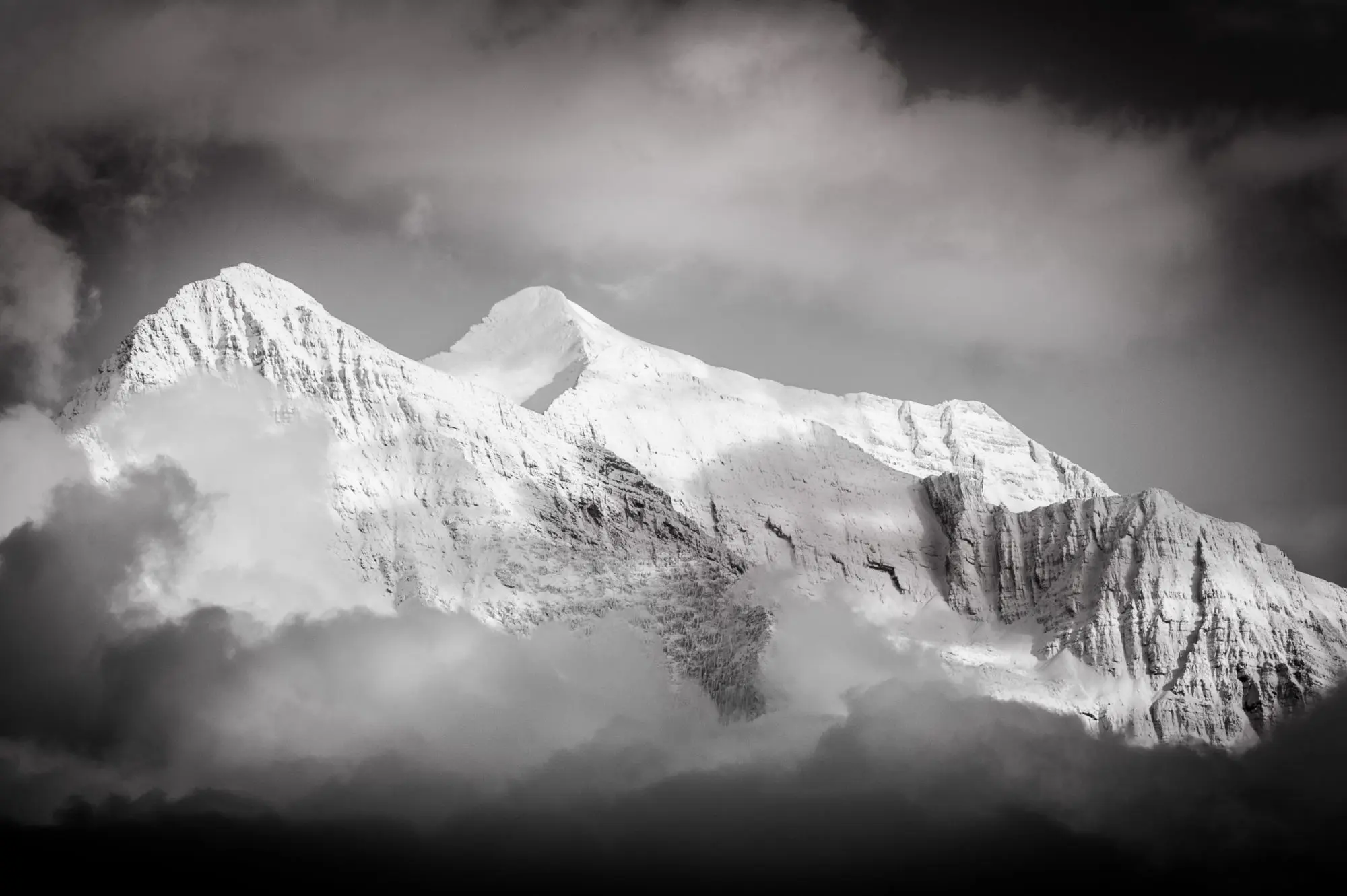 black and white photo of mountains