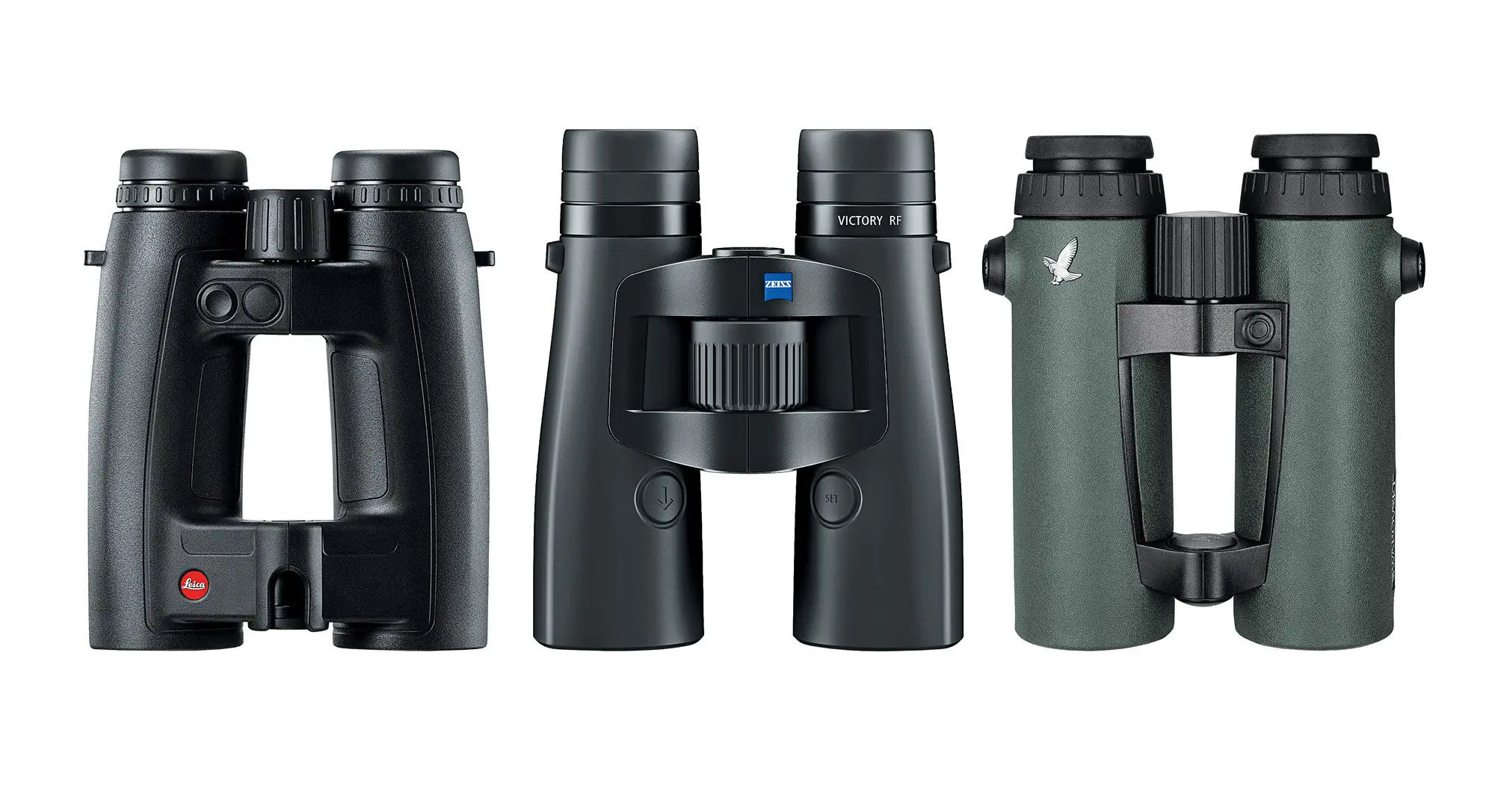 Lica, Zeiss, and Swarovski rangefinding binoculars.