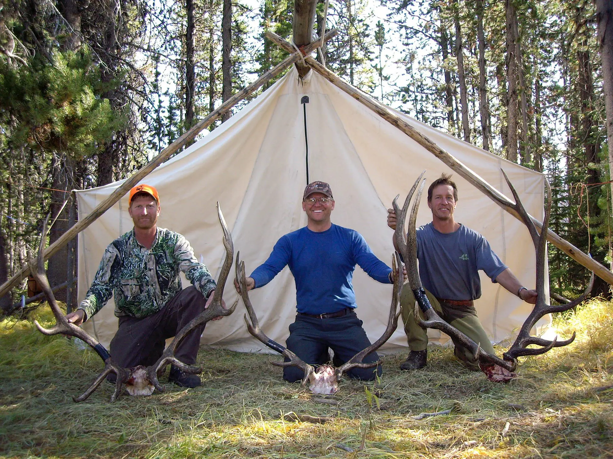 success on three successful elk hunting trophies by horseback hunting