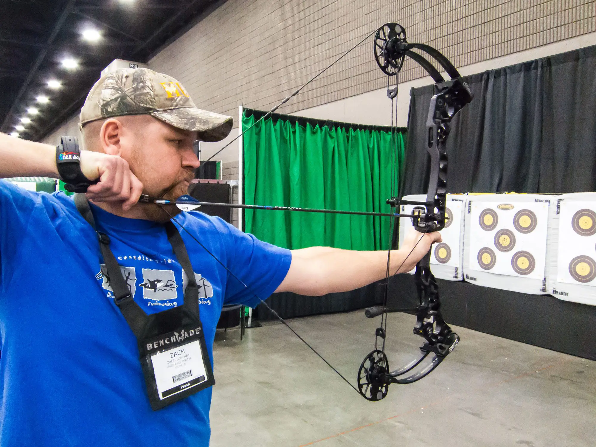 Zack Bowhay testing a new mathews bow