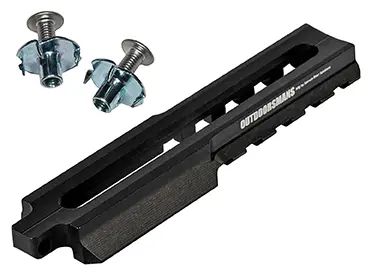 The SRS Outdoorsmans + Picatinny Rail is the only available direct-mount rifle adapter plate option for both shooting from an Outdoorsmans Dovetail tripod head and mounting a bipod. Rifle Adapter Plates