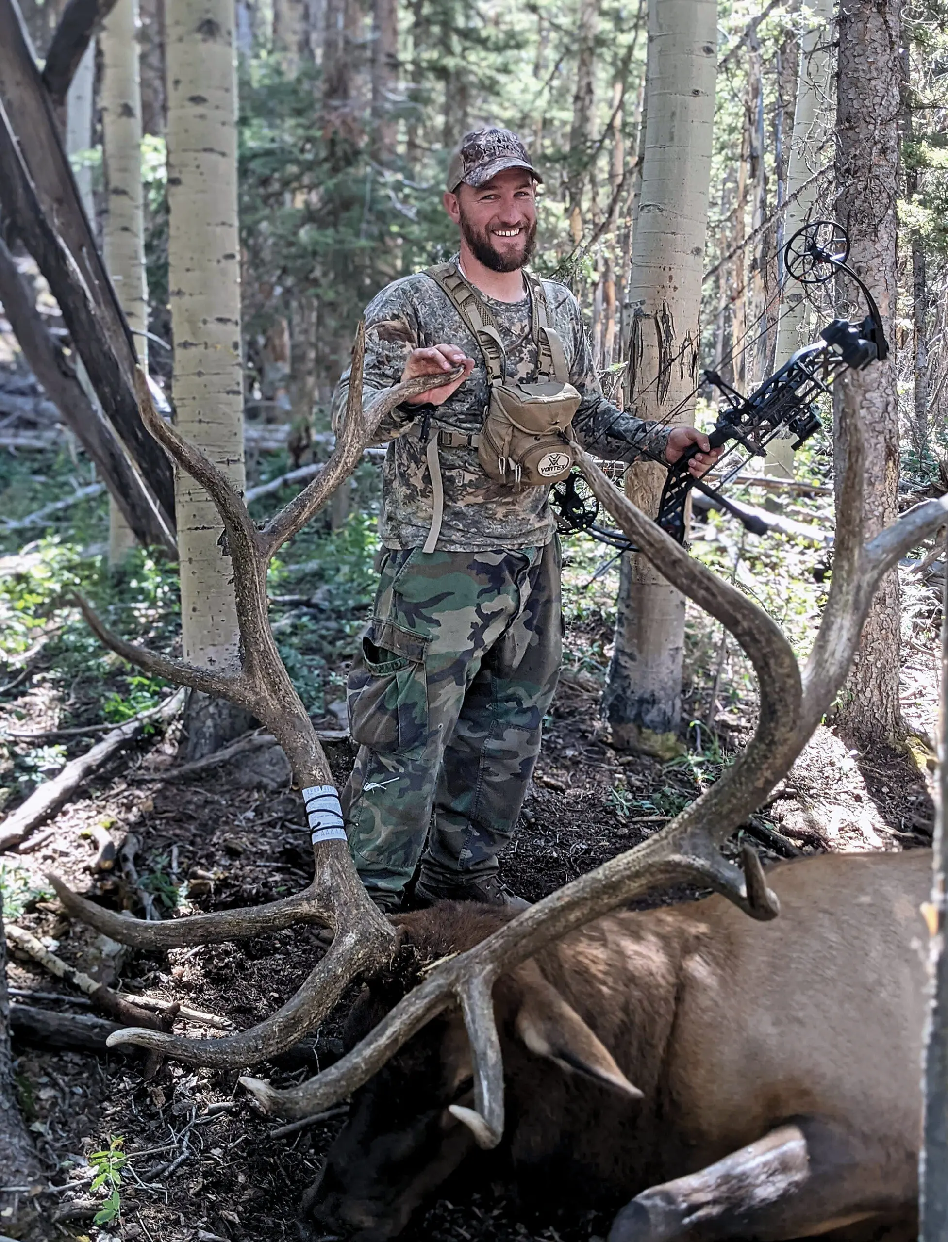 Jeff used aggressive calling and raking to bring this great bull for the shot.