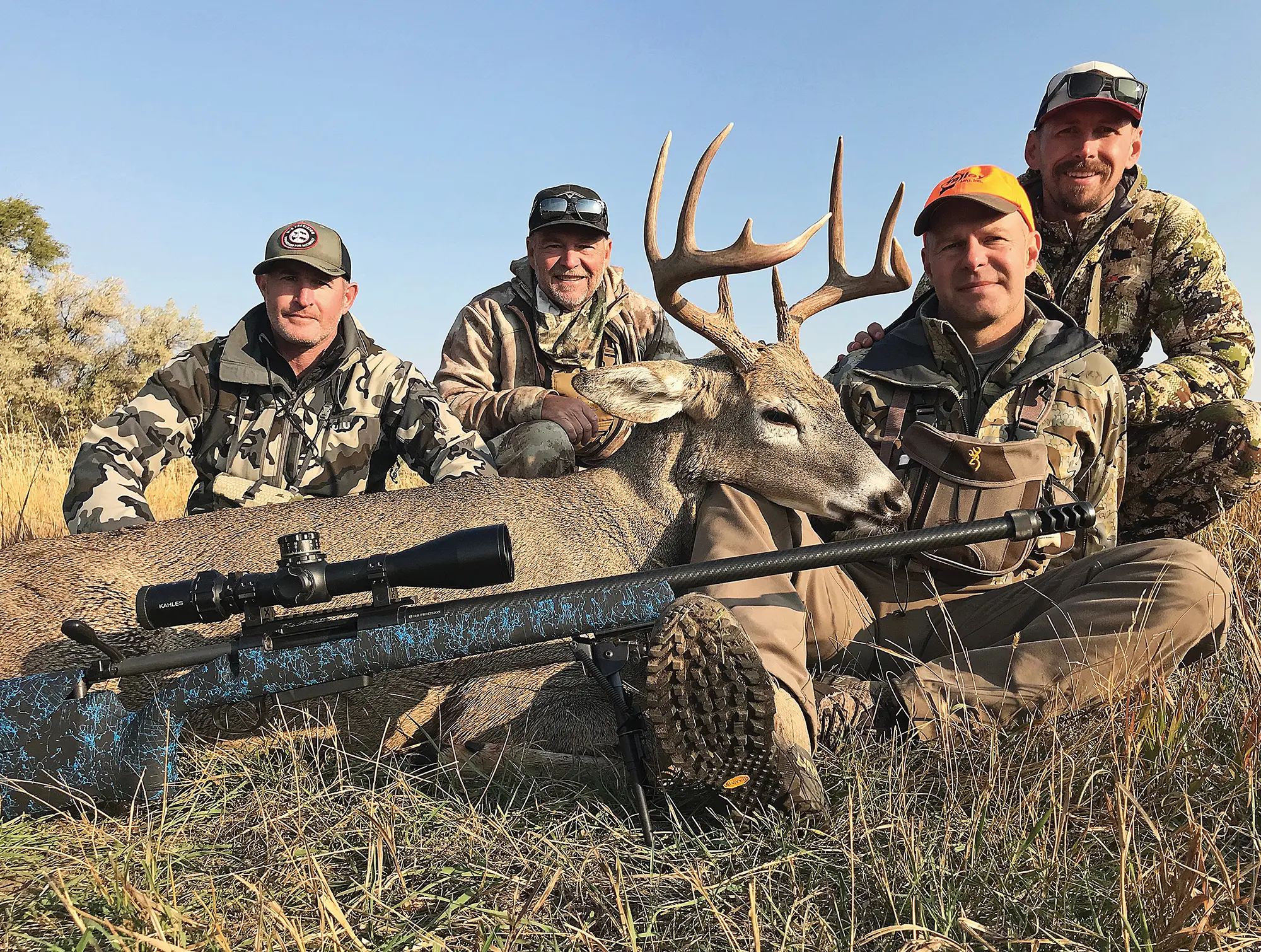 Gary Turner (second from the right) of Talley Manufacturing with his beautiful Wyoming whitetail buck downed with an HS Precision PLC chambered in 300 PRC.