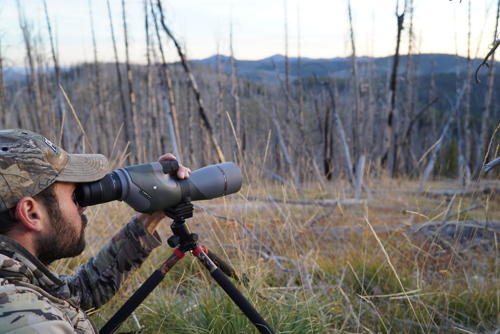 Hunting Guide Remi Warren glassing for elk.