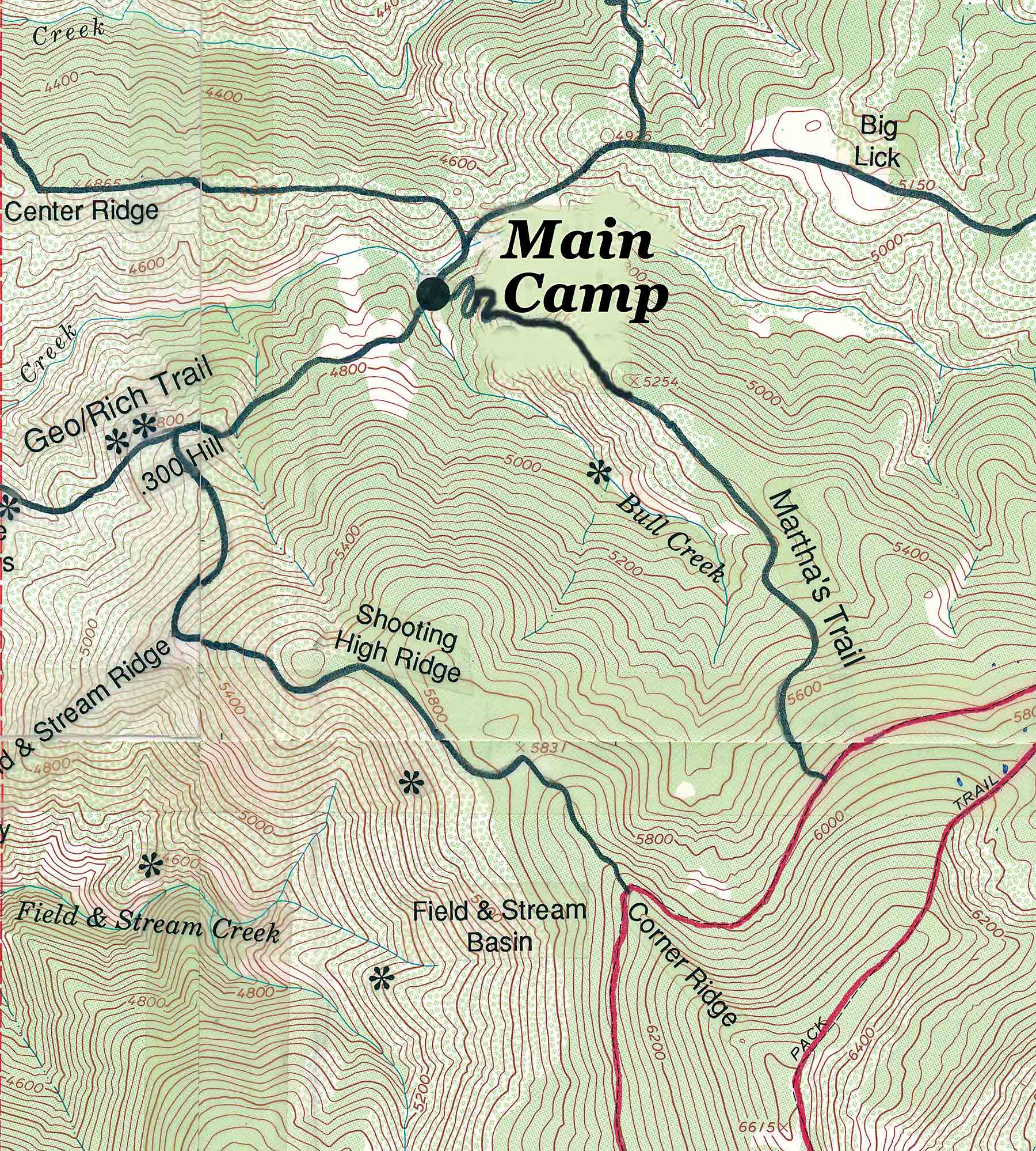 Topo map george uses for horseback hunting