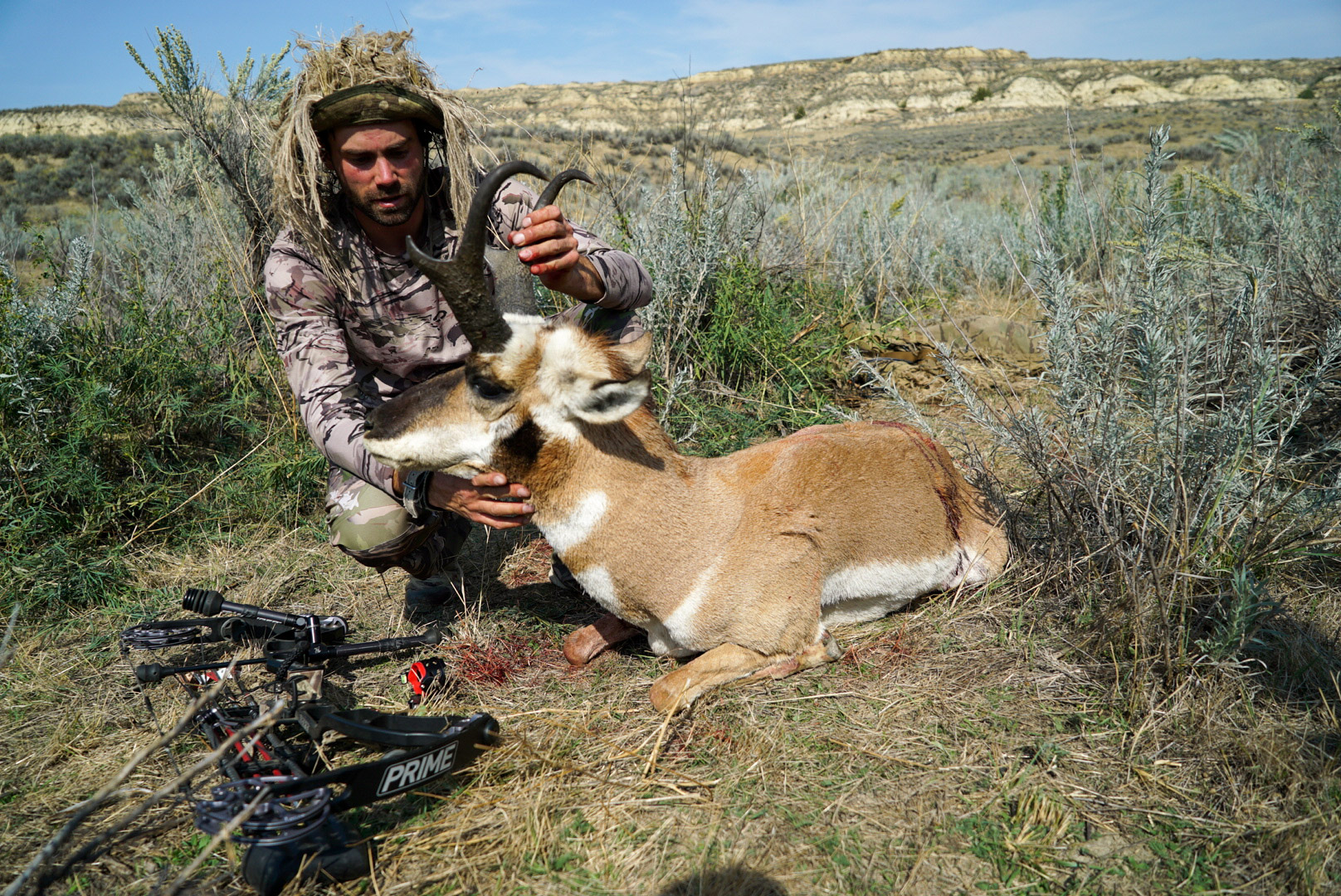 Remi warren with a successful archery antelope buck.