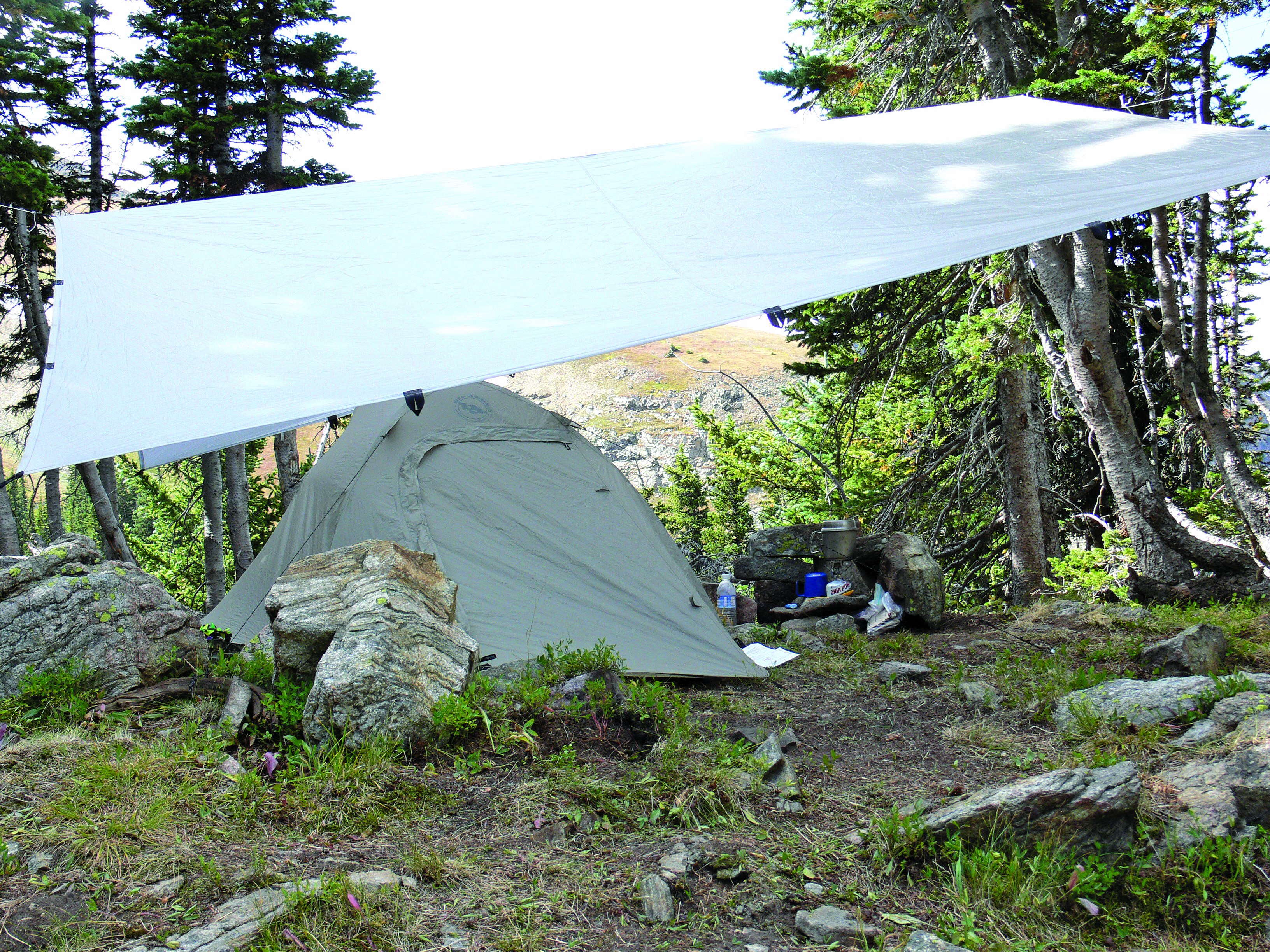 A camp set up while bowhunting mule deer above timberline.