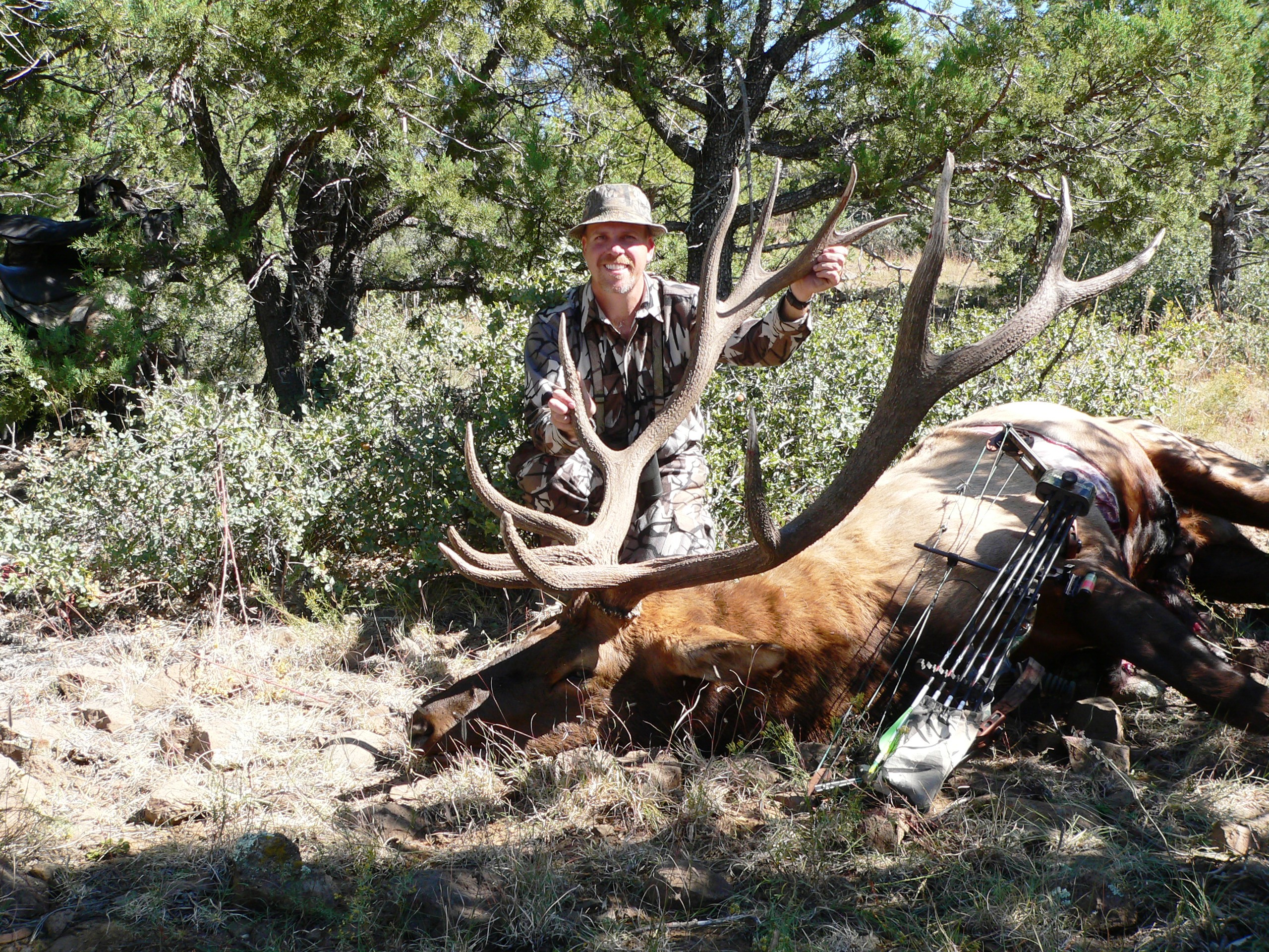 Roy Grace with an amazing bull elk while bowhunting.