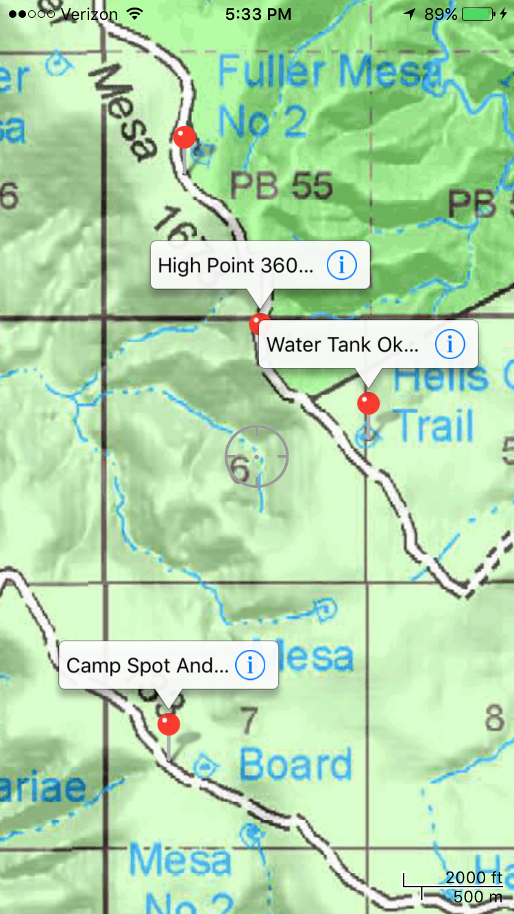 waypoints being shown within the hunting app