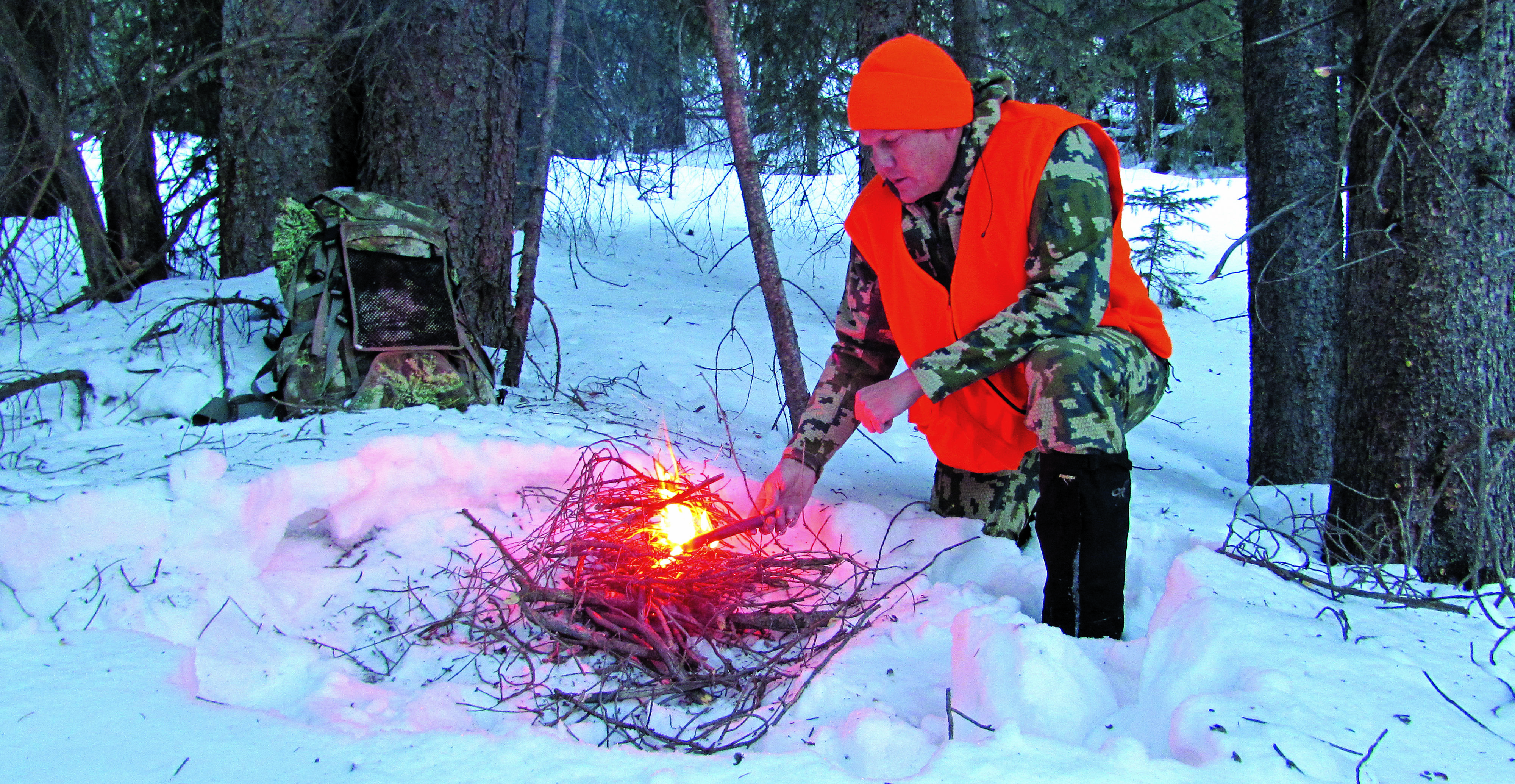 building a fire to prevent hypothermia