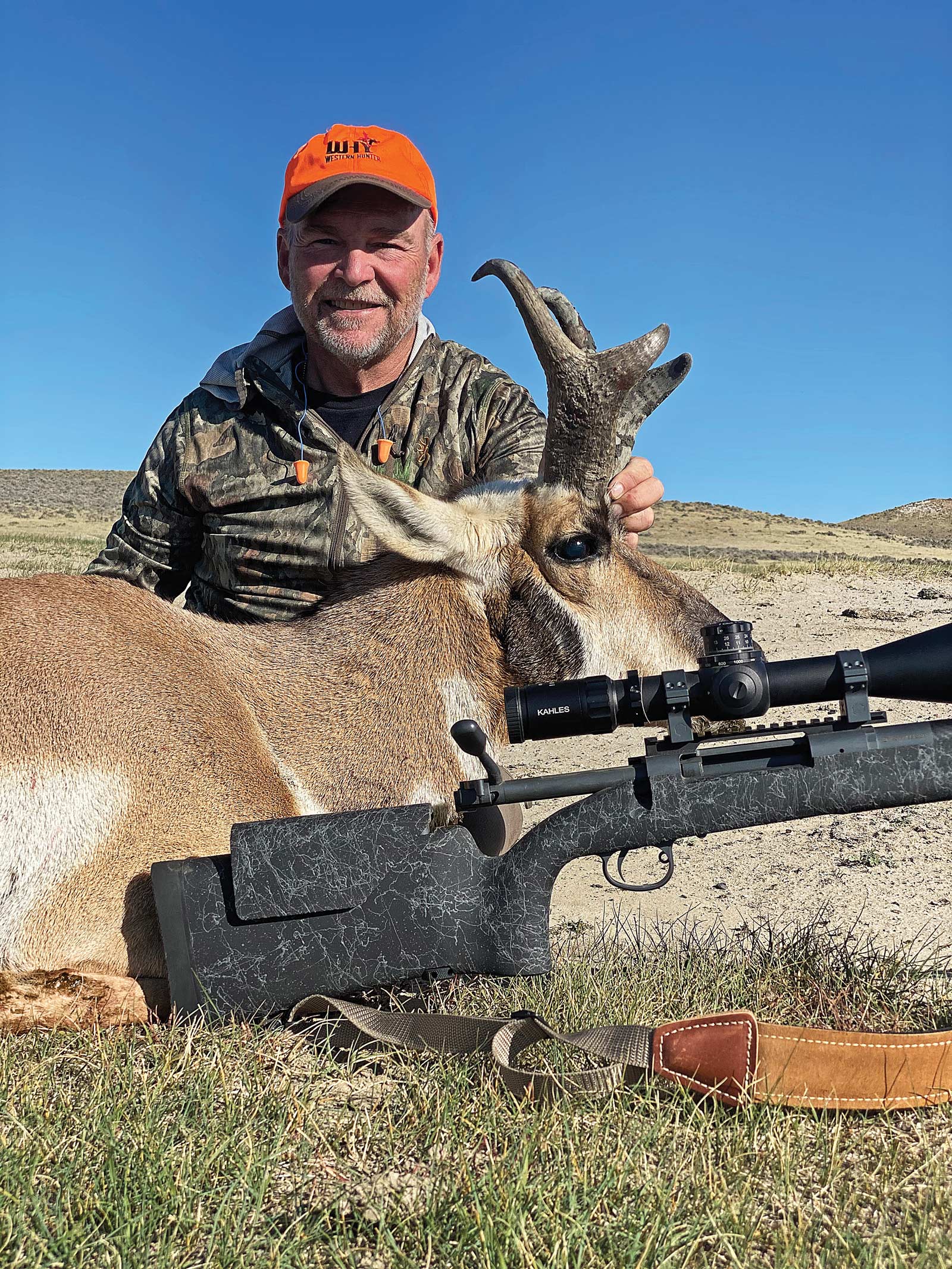 Western Hunter's very own Chris Denham used the HS Precision PLC rifle chambered in 6.5 PRC to take this heavy horned Wyoming antelope.